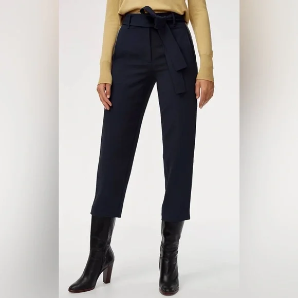 Wilfred Black Jallad Cropped Women's Pants, tie belt - Picture 2 of 5